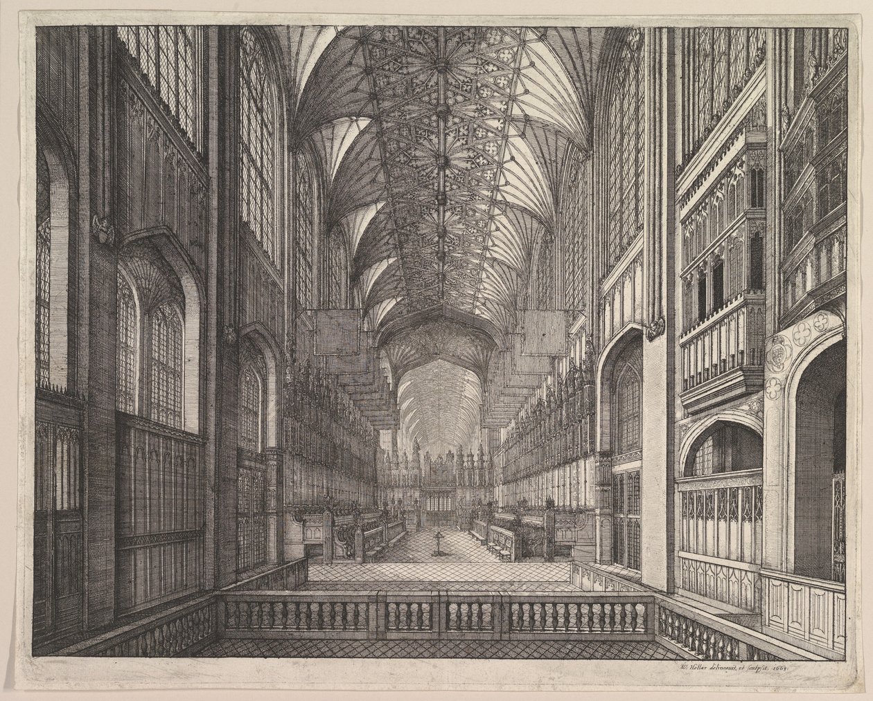 Coro da Capela de São Jorge, Windsor (de "The Order of the Garter", de Elias Ashmole, 1672) de Wenceslaus Hollar