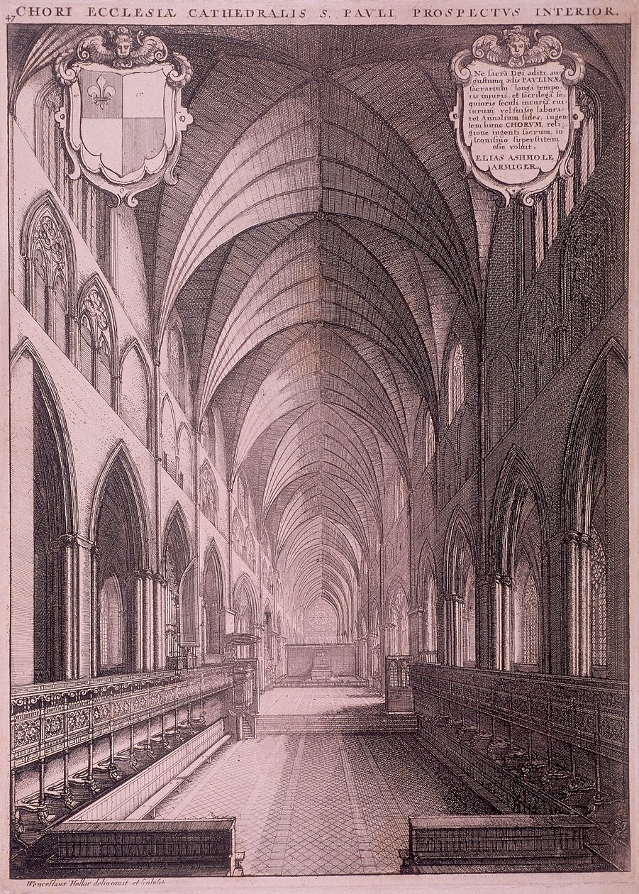 Catedral de São Paulo antiga, Londres, c1658 de Wenceslaus Hollar