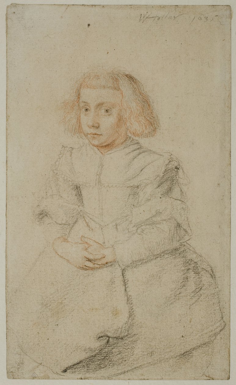 Estudo de uma menina sentada, 1635 de Wenceslaus Hollar