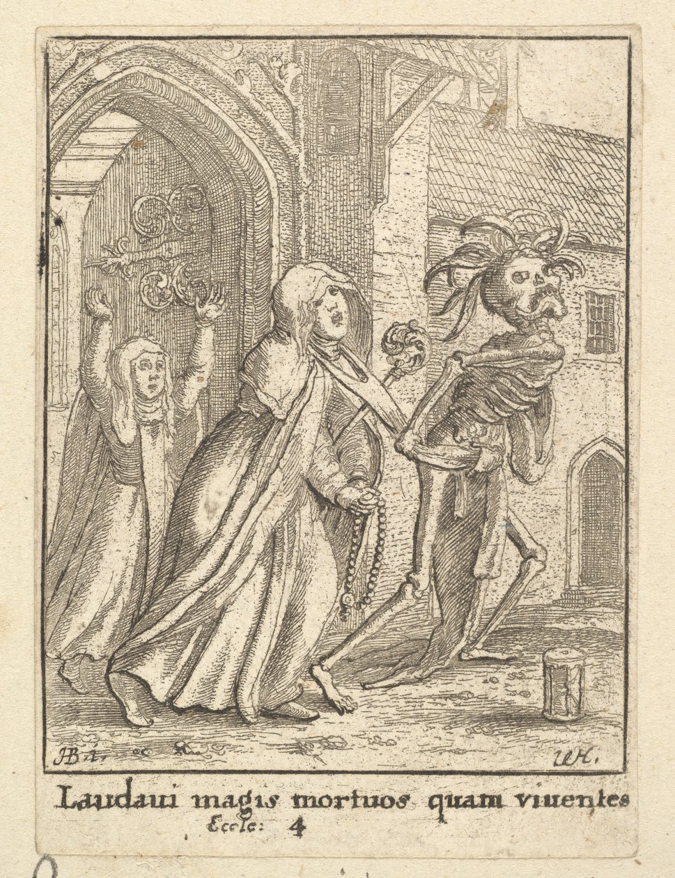 A Abadessa, da Dança da Morte, 1651. de Wenceslaus Hollar