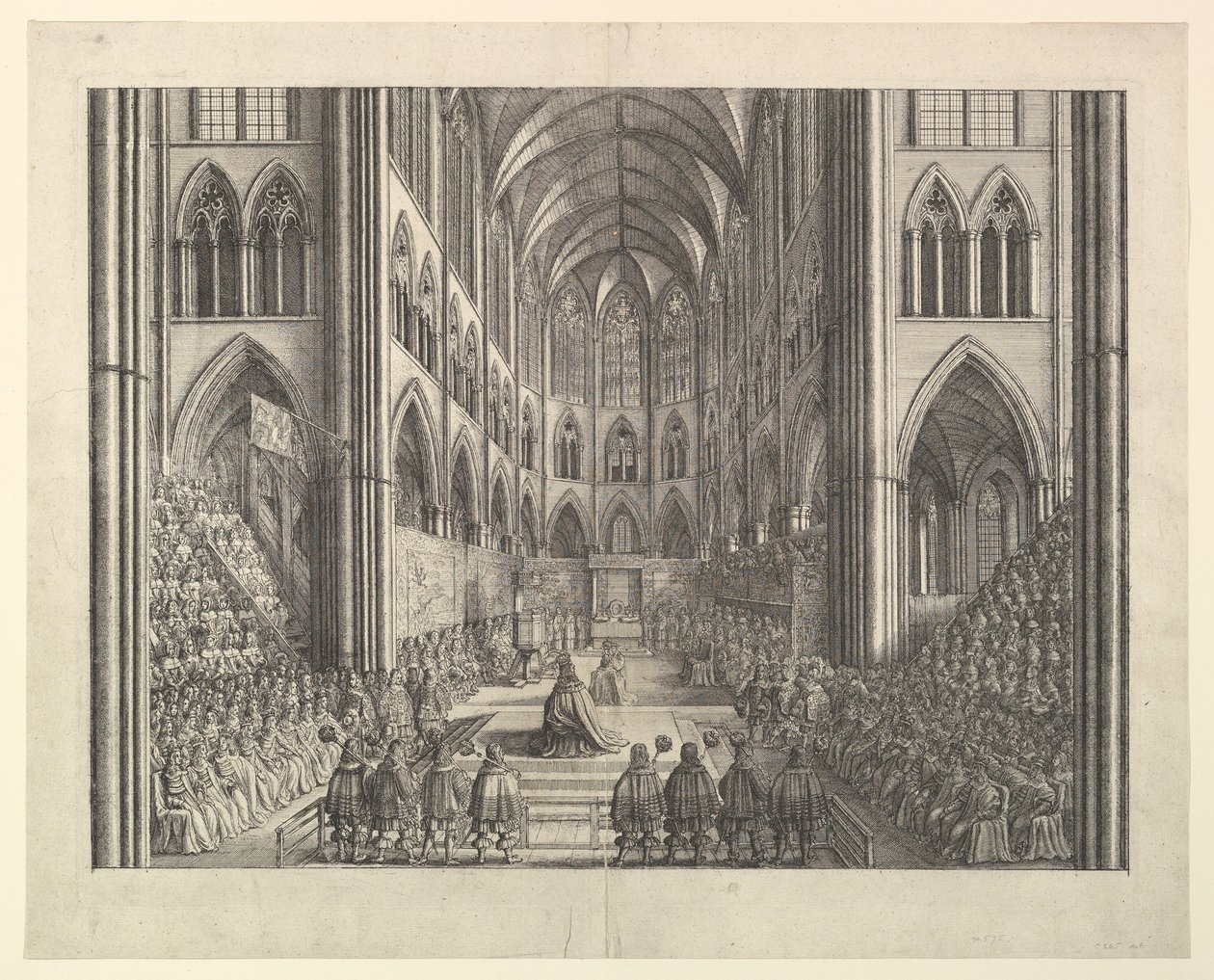 A coroação do rei Carlos II na Abadia de Westminster, 23 de abril de 1661 (de "The Entertainment of...Charles II", de John Ogilby, Londres, 1662) de Wenceslaus Hollar