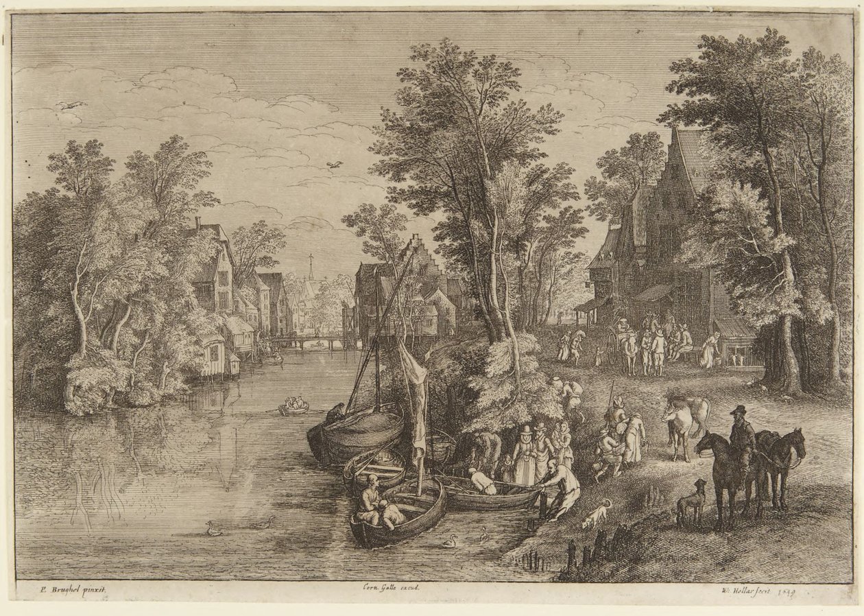 O ferry na aldeia de Wenceslaus Hollar