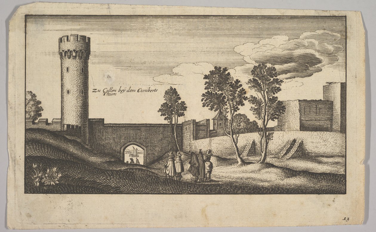 A Torre Kunibert, perto da cópia de Colônia, 1625-77. de Wenceslaus Hollar