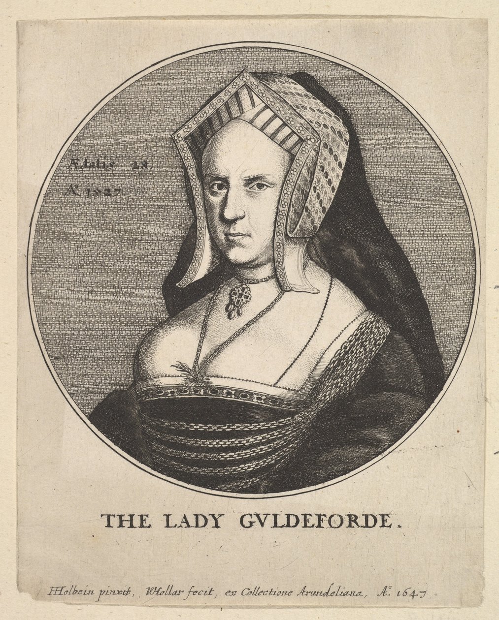 Lady Guldeforde Mary, Lady Guildford, 1647. de Wenceslaus Hollar
