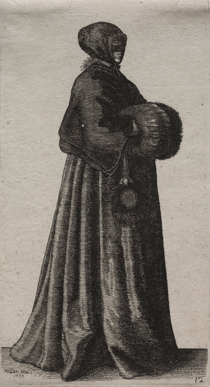 Os vários hábitos das mulheres inglesas, da nobreza às mulheres do campo ..., 1639. de Wenceslaus Hollar