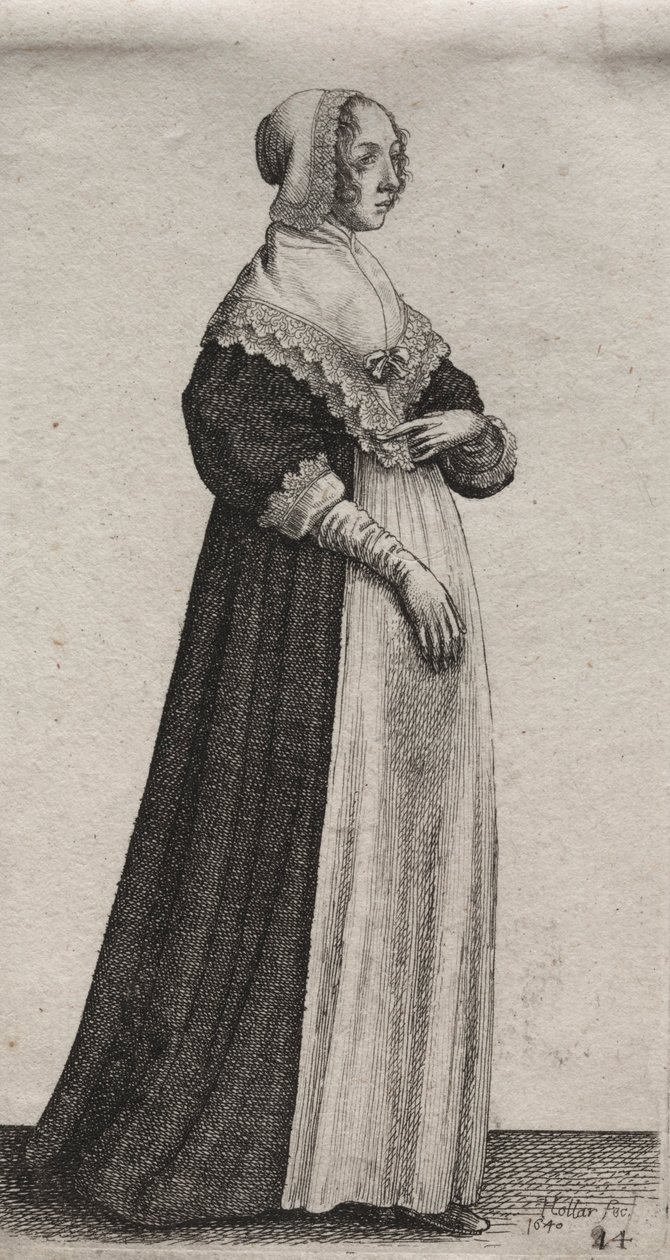 Os vários hábitos das mulheres inglesas, da nobreza às mulheres do campo ..., 1640. de Wenceslaus Hollar