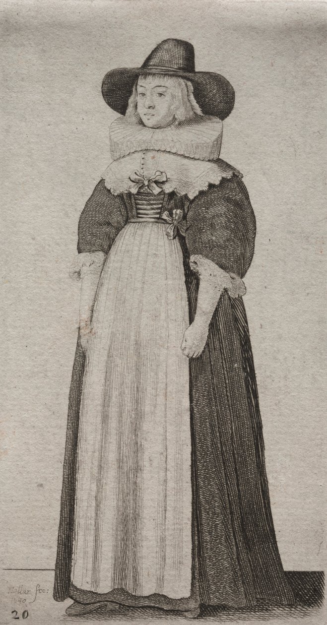 Os vários hábitos das mulheres inglesas, da nobreza às mulheres do campo ..., 1640. de Wenceslaus Hollar