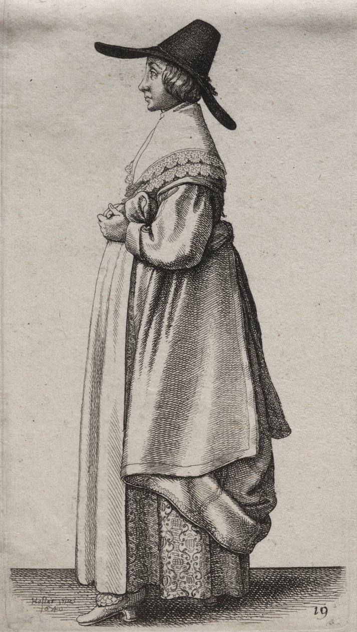 Os vários hábitos das mulheres inglesas, da nobreza às mulheres do campo ..., 1640. de Wenceslaus Hollar