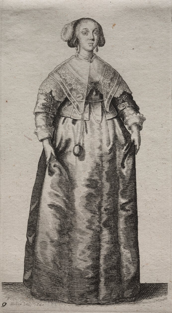 Os vários hábitos das mulheres inglesas, da nobreza às mulheres do campo ..., 1640. de Wenceslaus Hollar