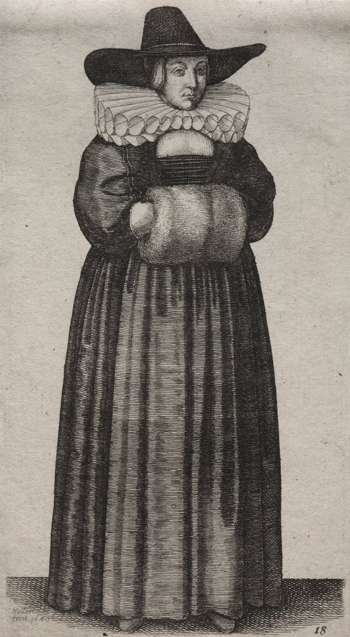 Os vários hábitos das mulheres inglesas, da nobreza às mulheres do campo ..., 1640. de Wenceslaus Hollar