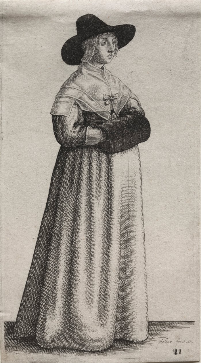 Os vários hábitos das mulheres inglesas, da nobreza às mulheres do campo ..., 1640. de Wenceslaus Hollar