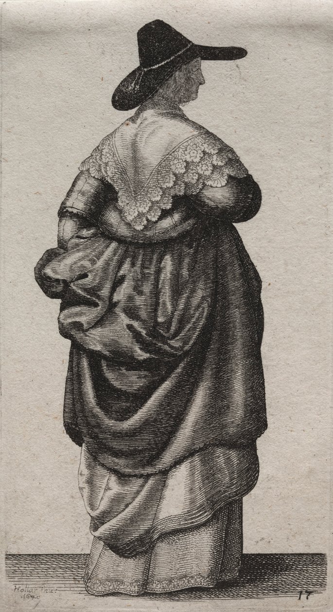 Os vários hábitos das mulheres inglesas, da nobreza às mulheres do campo ..., 1640. de Wenceslaus Hollar