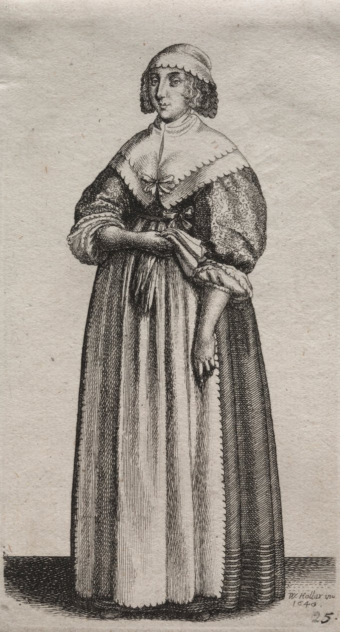 Os vários hábitos das mulheres inglesas, da nobreza às mulheres do campo ..., 1640. de Wenceslaus Hollar