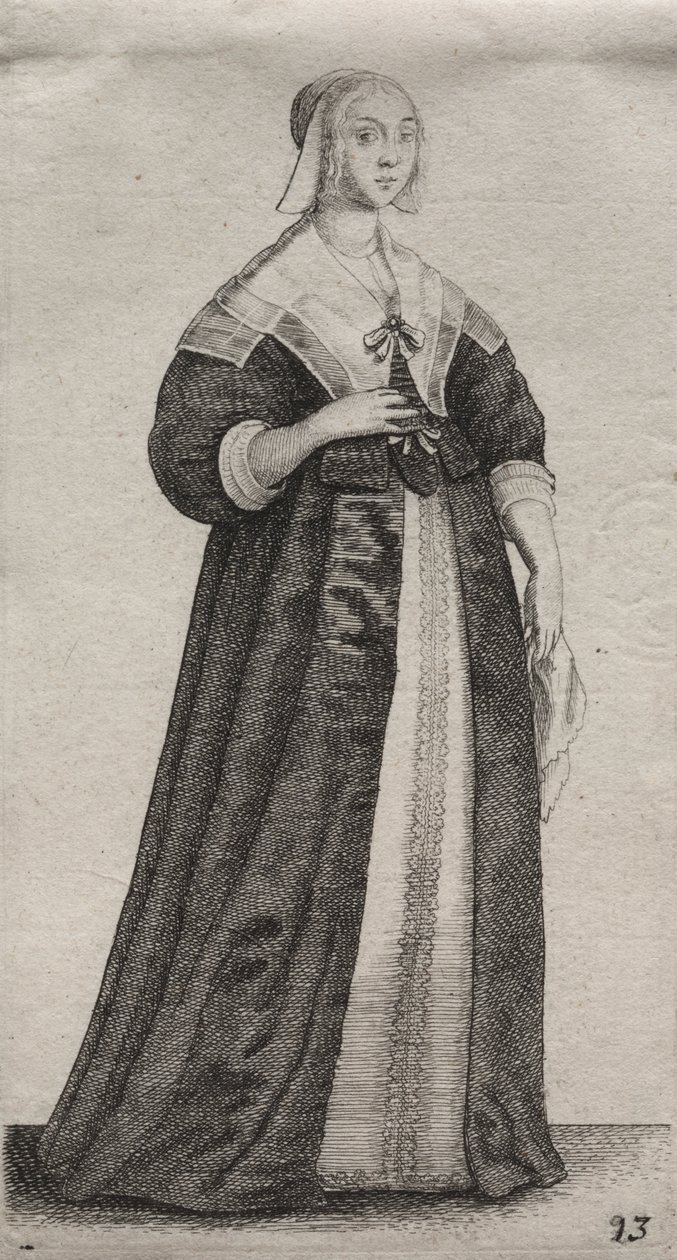Os vários hábitos das mulheres inglesas, da nobreza às mulheres do campo como são nestes tempos: a mulher do lenço de Wenceslaus Hollar