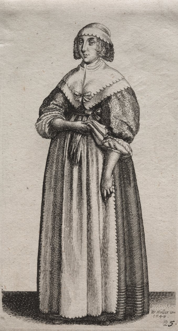 Os vários hábitos das mulheres inglesas, da nobreza às mulheres do campo como são nestes tempos: a mulher com luvas de Wenceslaus Hollar