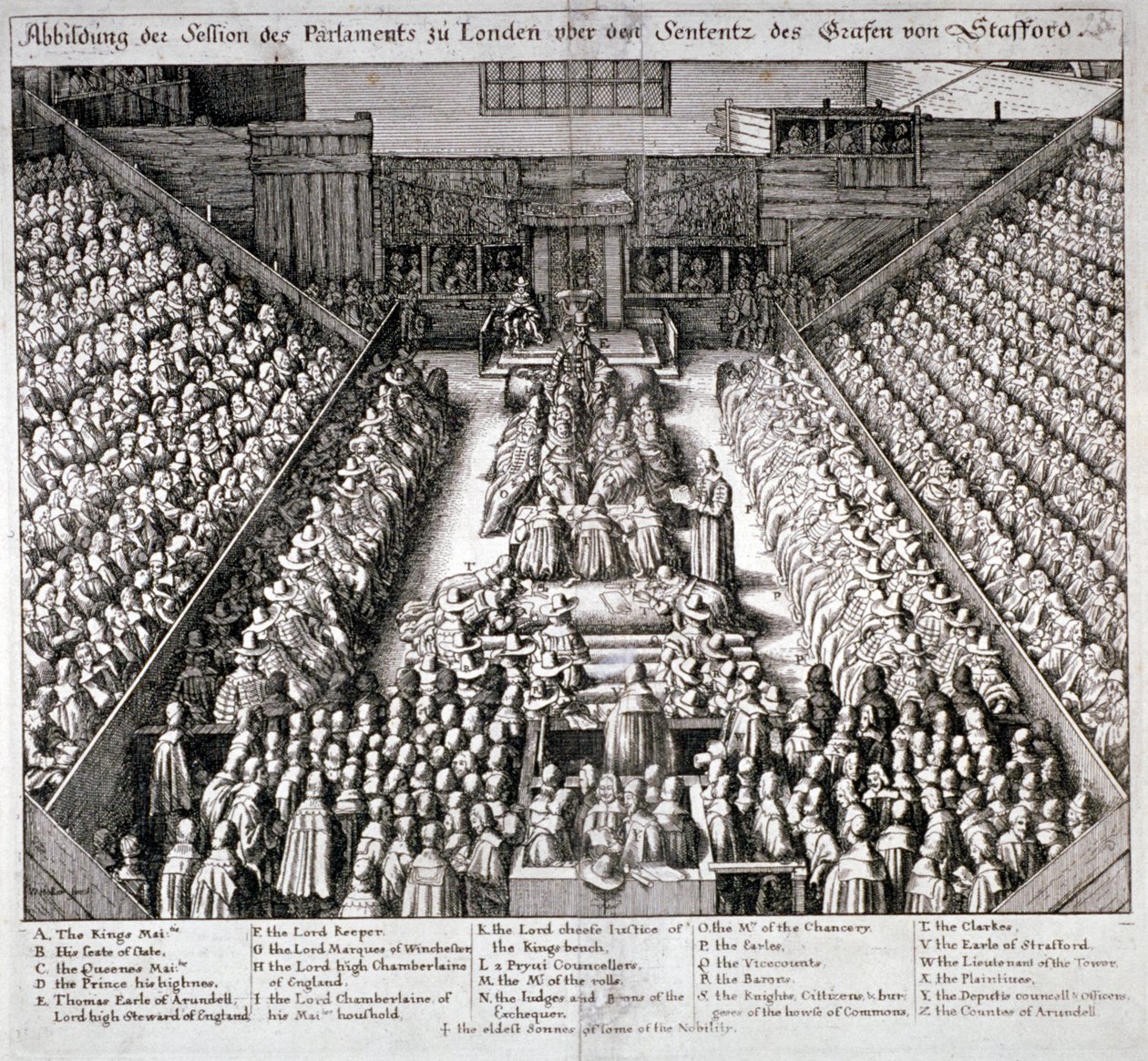 The Trial of Thomas Wentworth, Earl of Strafford, Westminster Hall, Londres, 1641.             de Wenceslaus Hollar