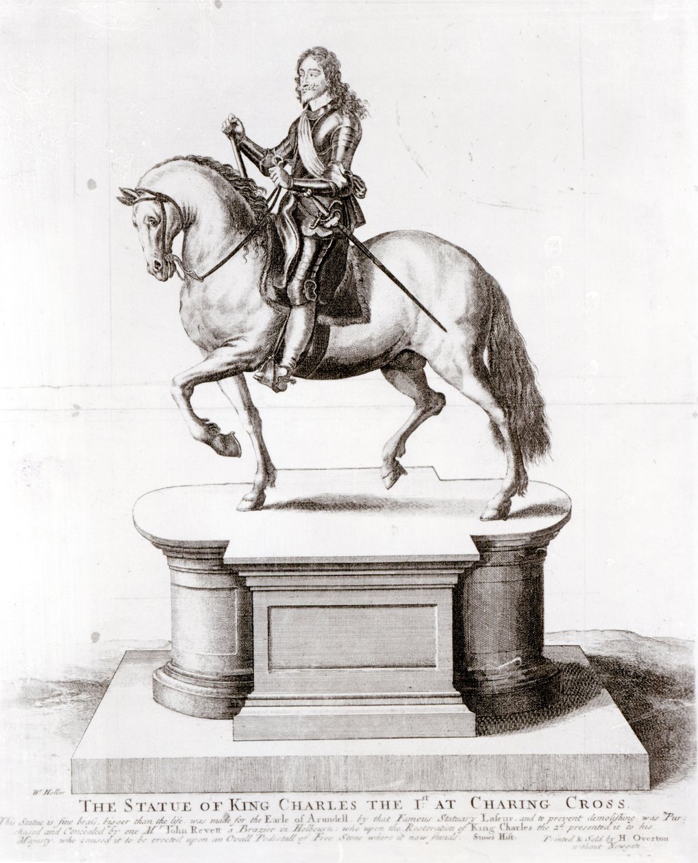 A, estátua, de, rei charles, a, 1º, em, charing, crucifixos de Wenceslaus Hollar