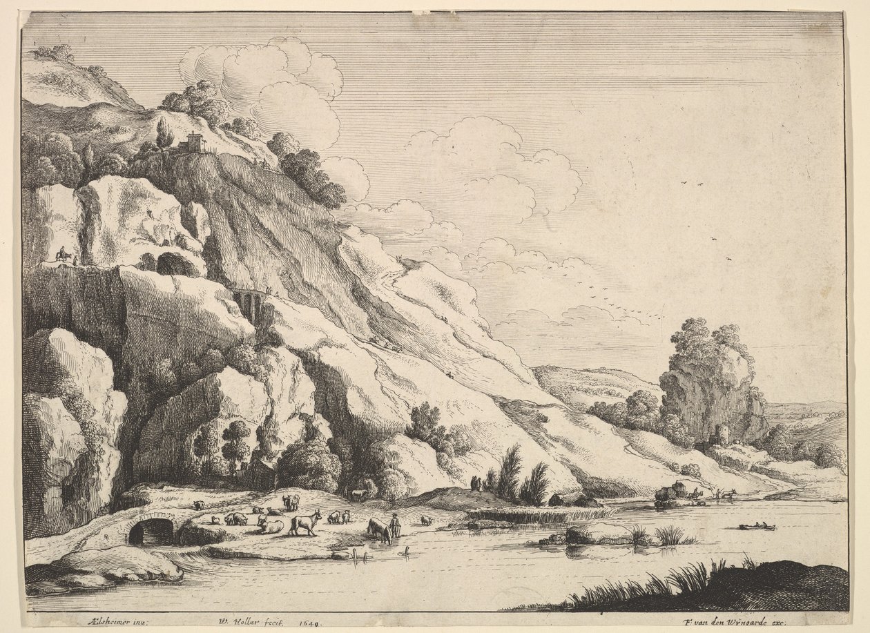A ponte de pedra, 1649. de Wenceslaus Hollar