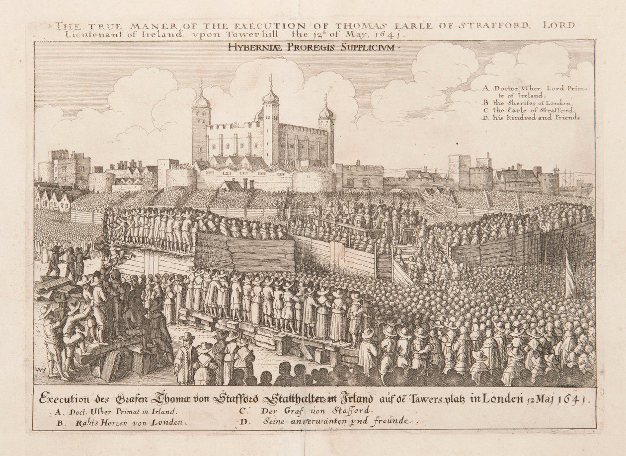 A verdadeira maneira da execução de Thomas Earle de Strafford, Lord Lieutenant of Ireland..., ca 1642 de Wenceslaus Hollar