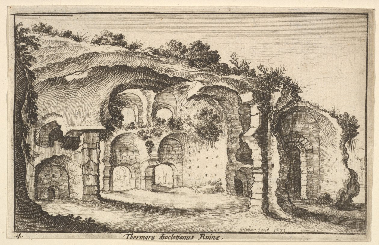 Thermaru diocletiani ruínas dos banhos de Diocleciano, 1651. de Wenceslaus Hollar