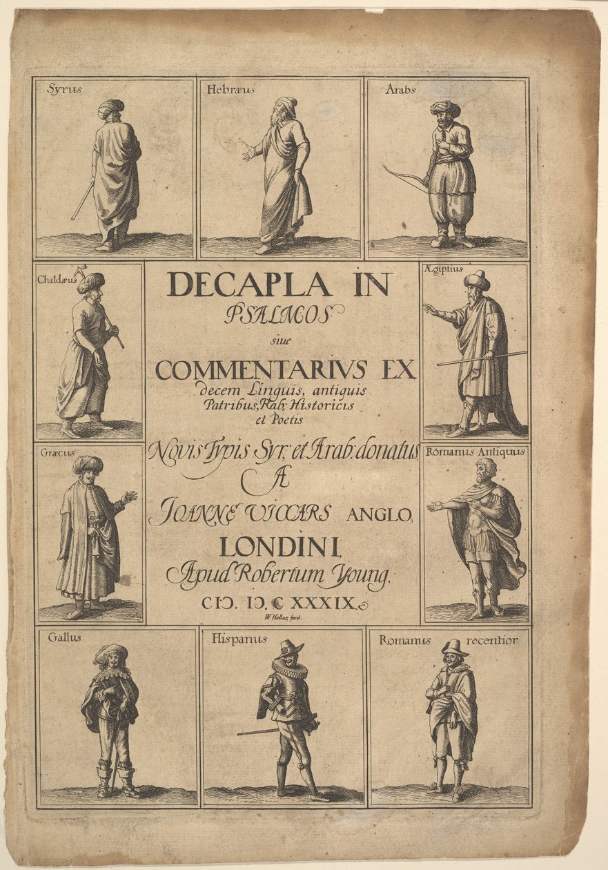 Página de rosto: Decapla in Psalmos, 1639. de Wenceslaus Hollar