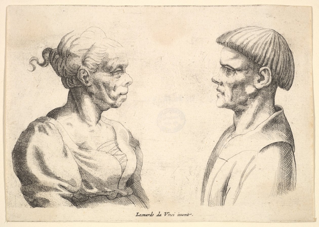 Duas cabeças, 1625-77. de Wenceslaus Hollar