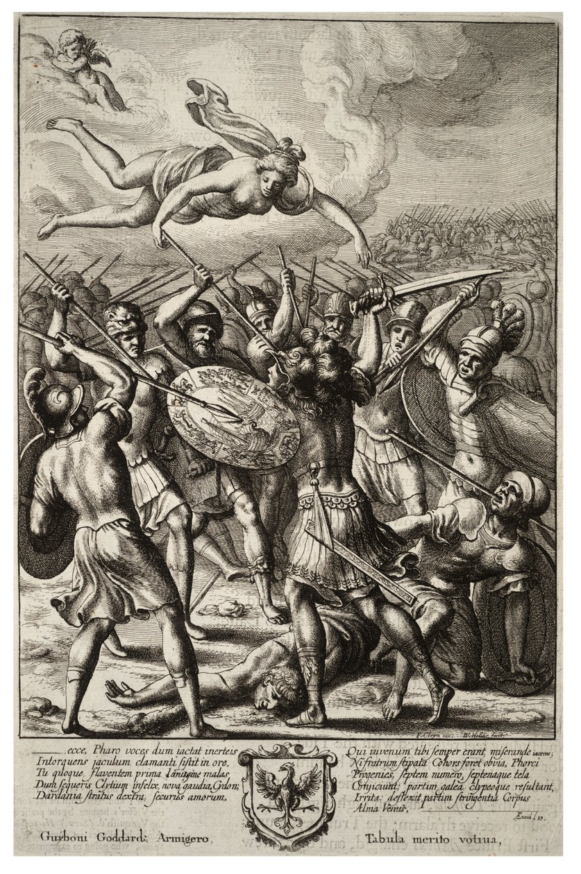 Vénus protegendo Enéas. Estado 2 de Wenceslaus Hollar