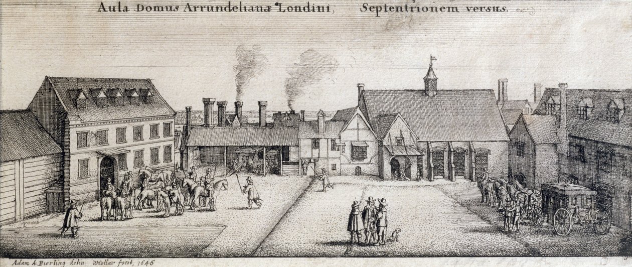 Vista da casa de Arundel, Strand, Londres, gravada por Adam Bierling, 1646 de Wenceslaus Hollar