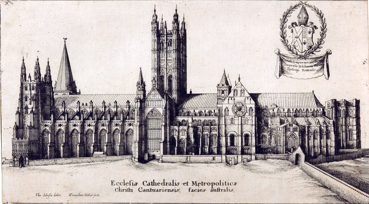 Vista da Catedral de Canterbury do sul, c.1638-66 de Wenceslaus Hollar