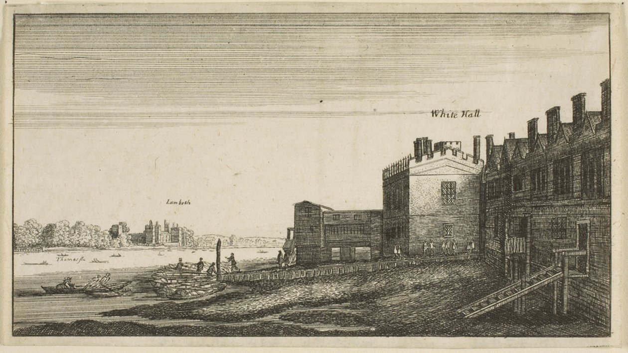 Vista do Palácio de Lambeth do rio em Whitehall Stairs de Wenceslaus Hollar