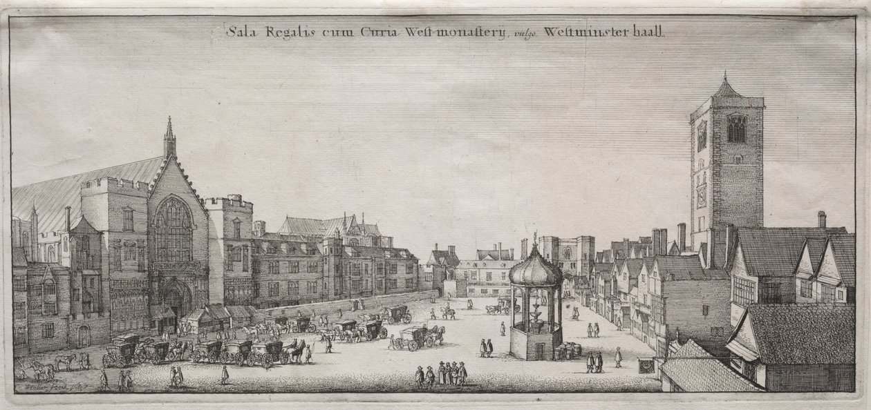 Vista de Londres: New Palace Yard com Westminster Hall e Clock House de Wenceslaus Hollar