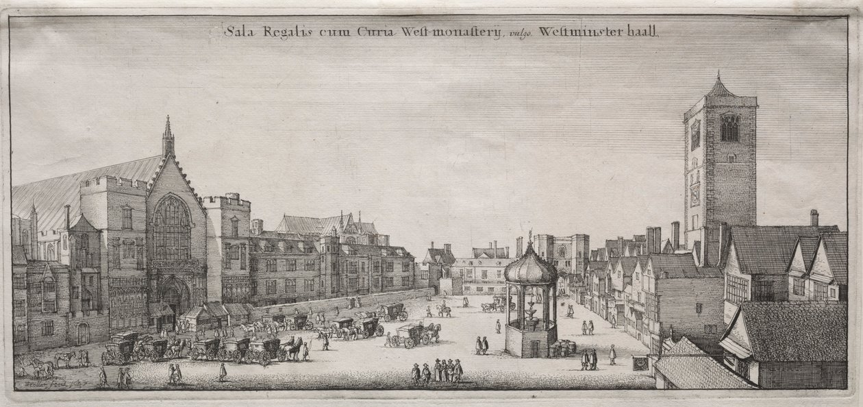 Vista de Londres: New Palace Yard com Westminster Hall, e a Clock House, 1647. de Wenceslaus Hollar