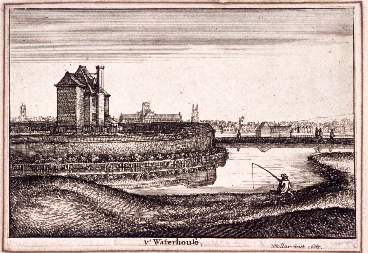 Vista da área ao redor de New River Head, Finsbury, Londres, 1665 de Wenceslaus Hollar