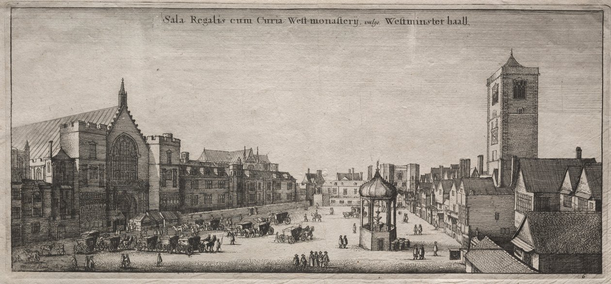 Vistas de Londres: New Palace Yard com Westminster Hall e Clock House, 1647. de Wenceslaus Hollar