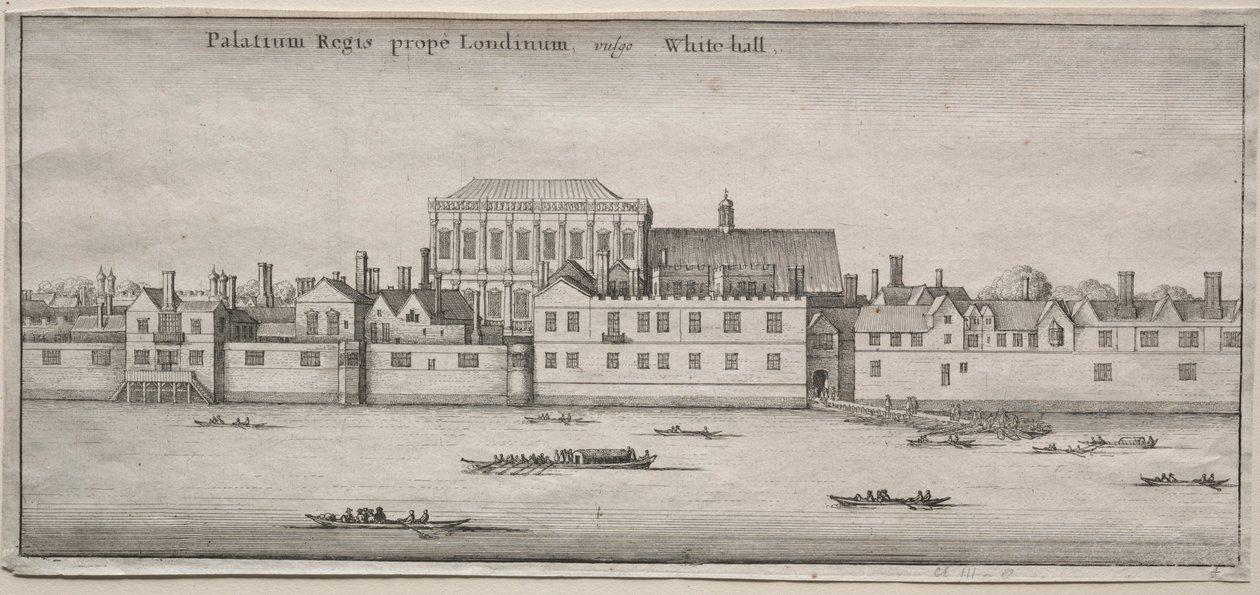 Vistas de Londres: Whitehall do rio. de Wenceslaus Hollar