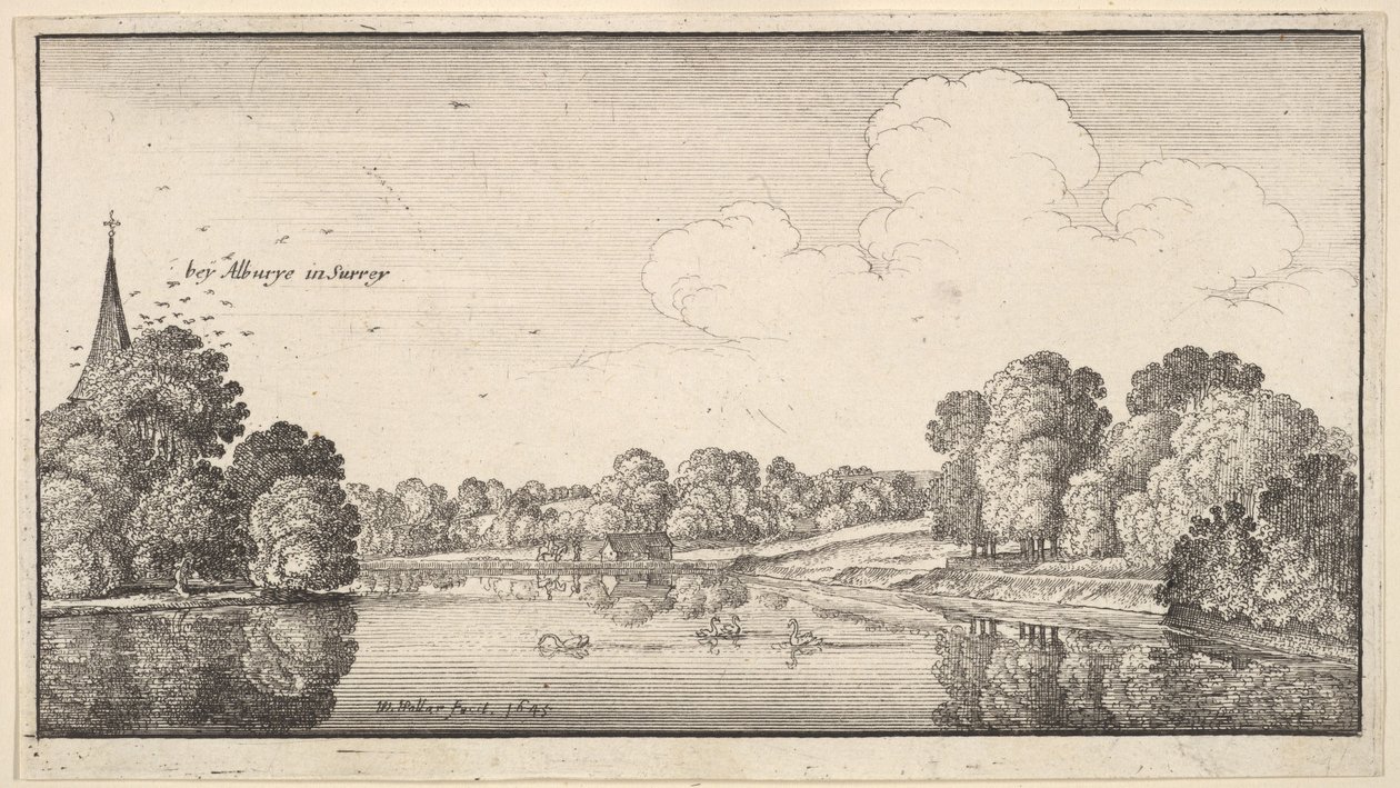 Vistas do campo perto de Albury, Surrey, 1645. de Wenceslaus Hollar