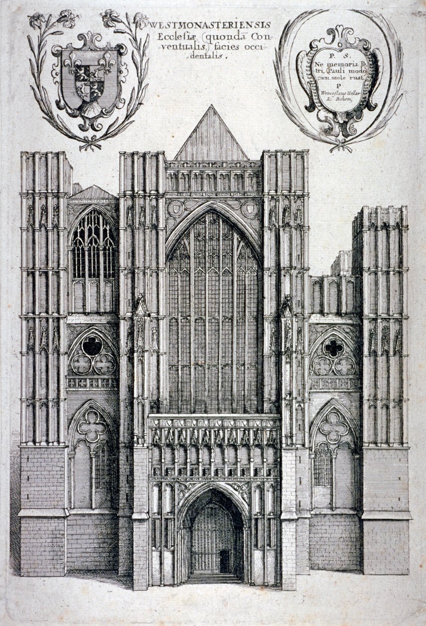 Abadia de Westminster, Londres, c1650 de Wenceslaus Hollar