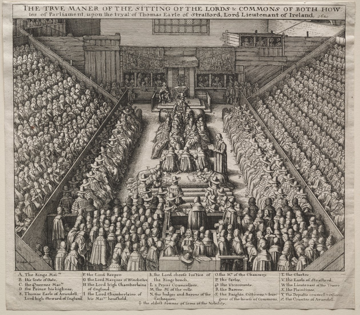 Westminster Hall, Interior, com O Julgamento do Conde de Strafford de Wenceslaus Hollar