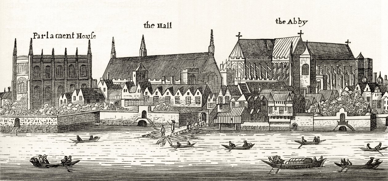 Westminster em 1647, de &39;London Pictures: desenhado com caneta e lápis&39;, pelo Rev. Richard Lovett, publicado em 1890 de Wenceslaus Hollar