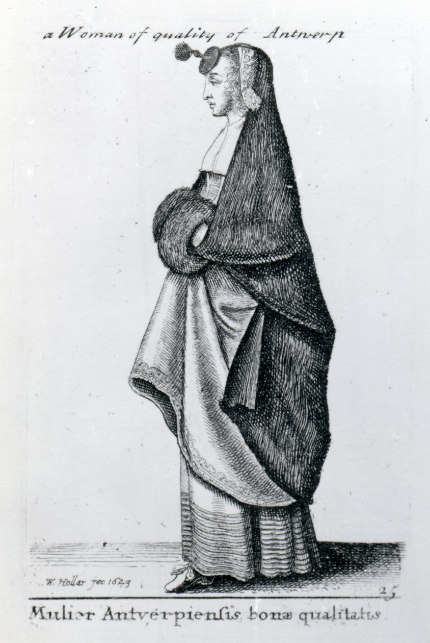 Mulher de Qualidade de Antuérpia, 1643 de Wenceslaus Hollar