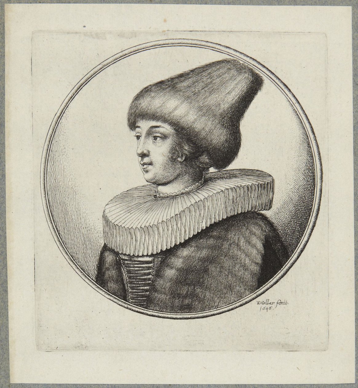 Mulher com um gorro de pele pontiagudo de Wenceslaus Hollar