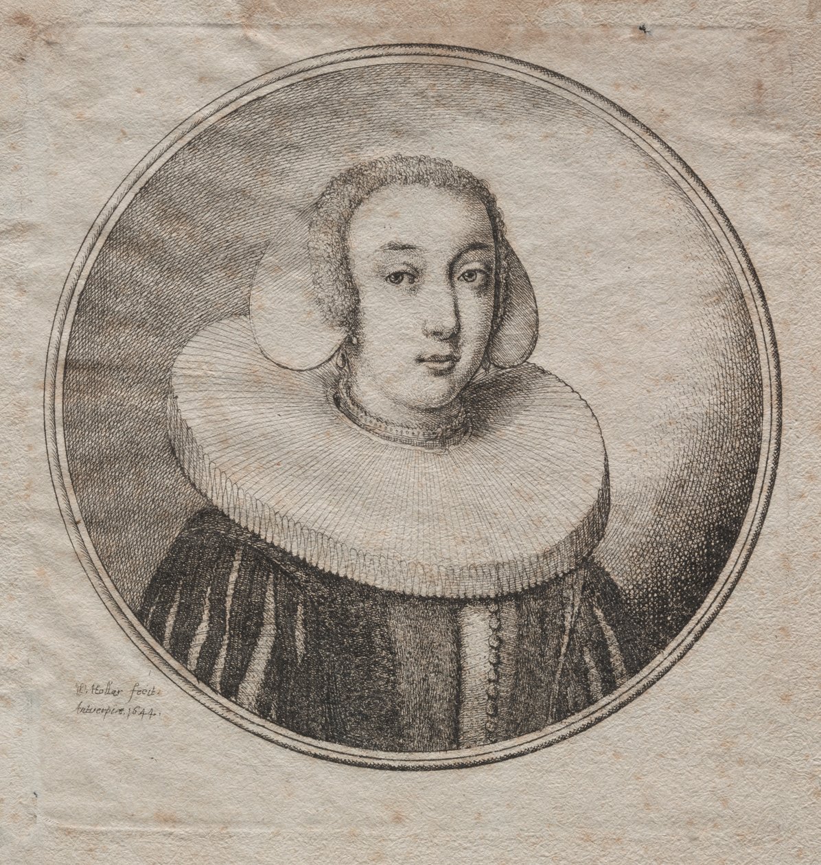 Mulher com um Ruff de mó de Wenceslaus Hollar