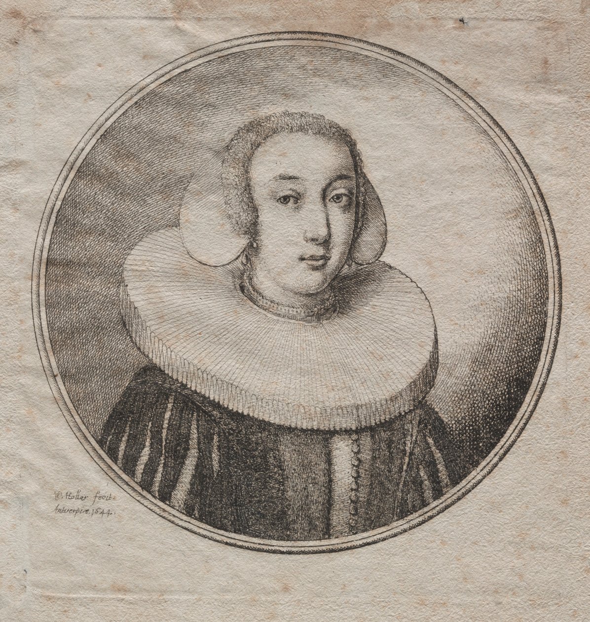 Mulher com um Millstone Ruff, 1644. de Wenceslaus Hollar