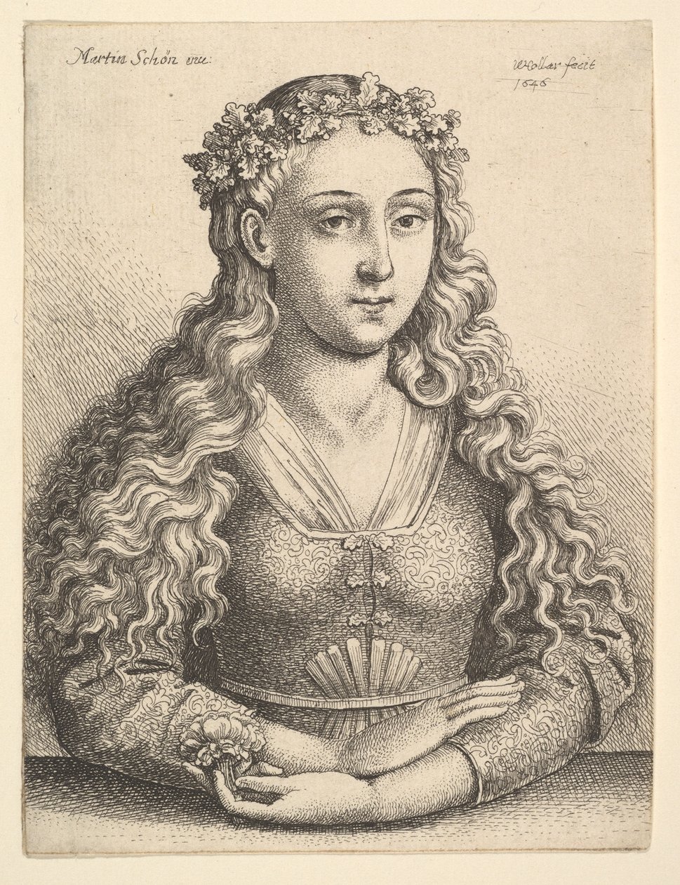 Mulher com uma coroa de folhas de carvalho, 1646. de Wenceslaus Hollar