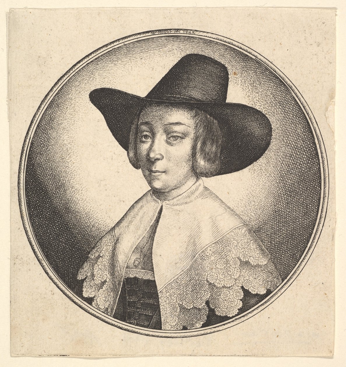 Mulher com chapéu de abas largas, 1642. de Wenceslaus Hollar