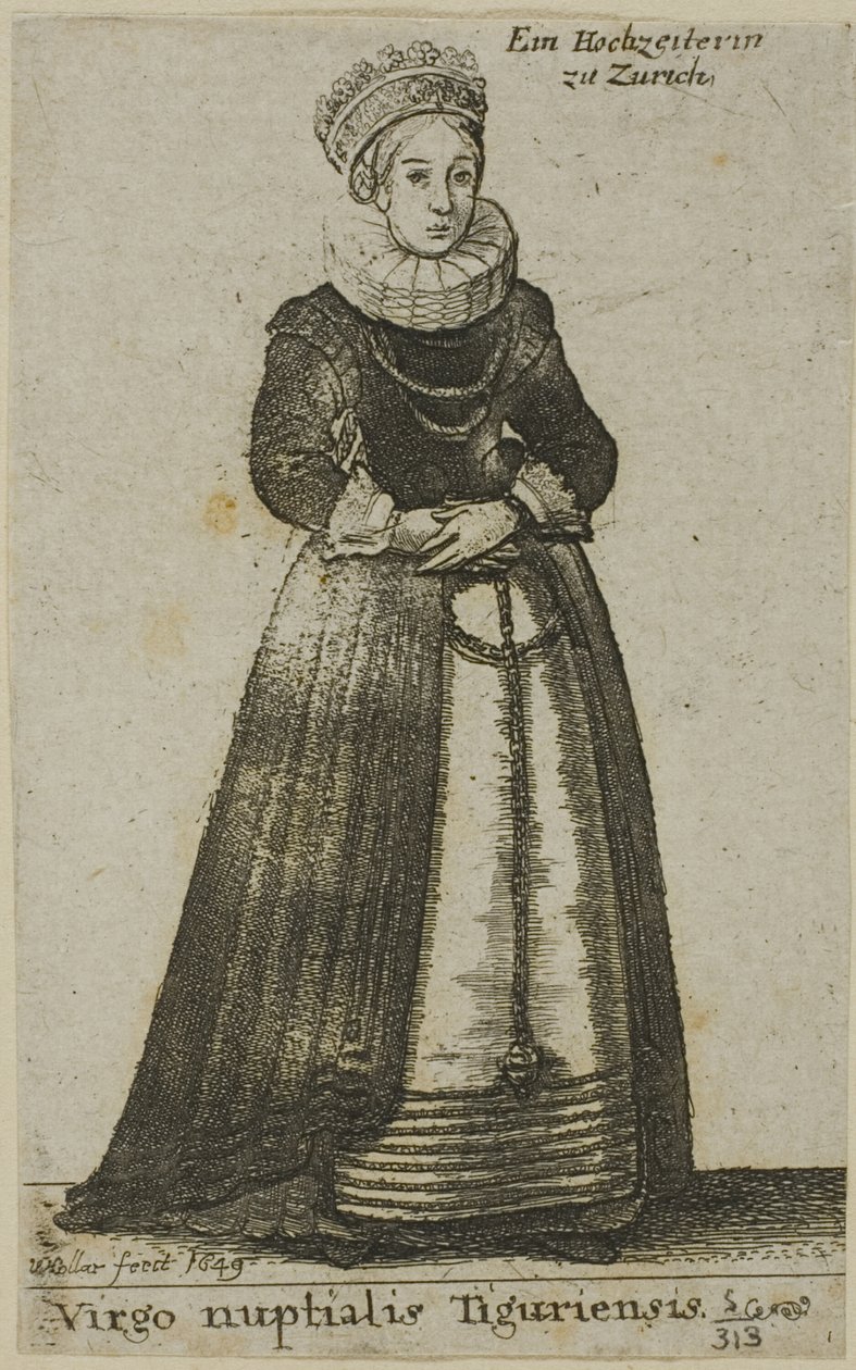 Mulher de Zurique em vestido de noiva de Wenceslaus Hollar