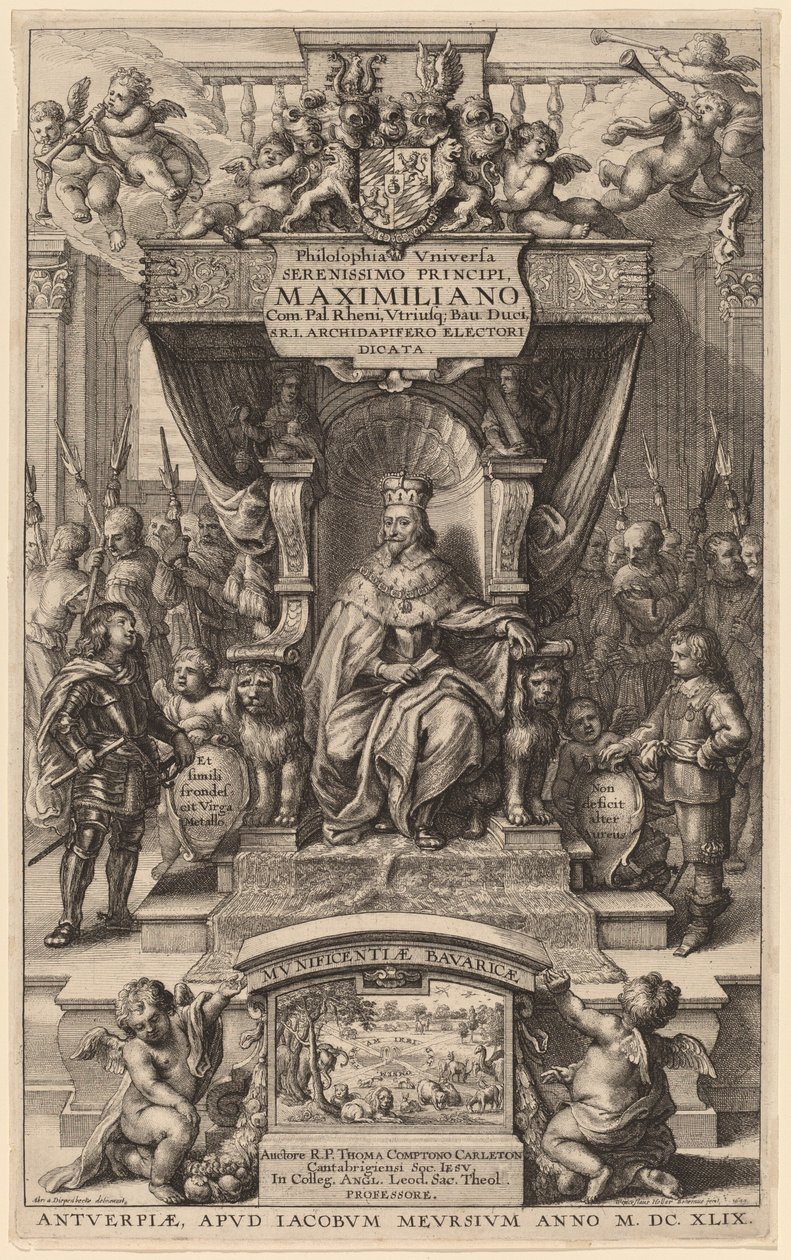Página de rosto para "Filosofia da Universidade" de Wenceslaus Hollar after Abraham van Diepenbeeck