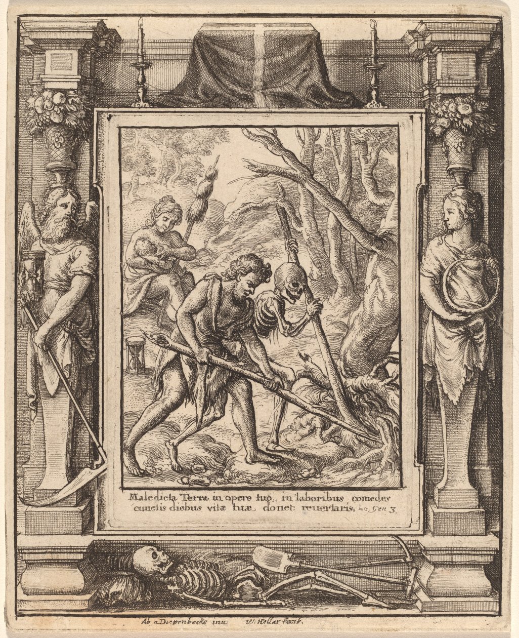 Quando Adam mergulhou de Wenceslaus Hollar after Hans Holbein the Younger after Abraham van Diepenbeeck