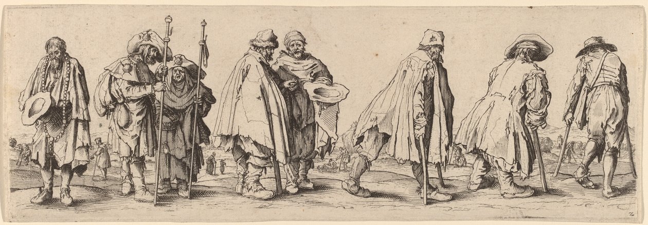 Oito mendigos de Wenceslaus Hollar after Jacques Callot