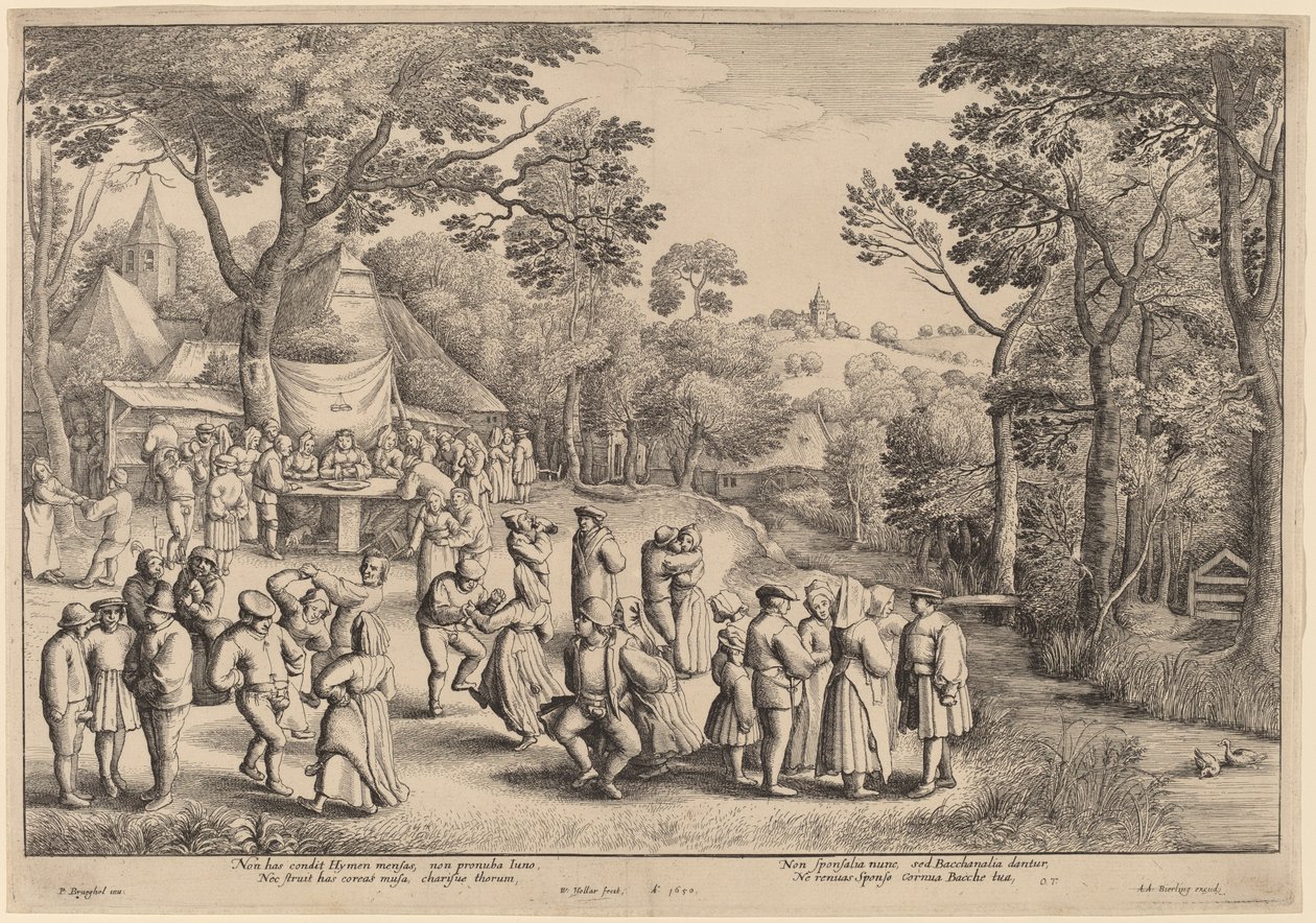 Dança de casamento rústica de Wenceslaus Hollar after Jan Brueghel the Elder